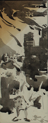 Неизвестный художник. Три военных рисунка на одном листе